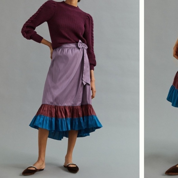NWT Anthropologie x Sachi Babi Purple Red Blue Ruffle...